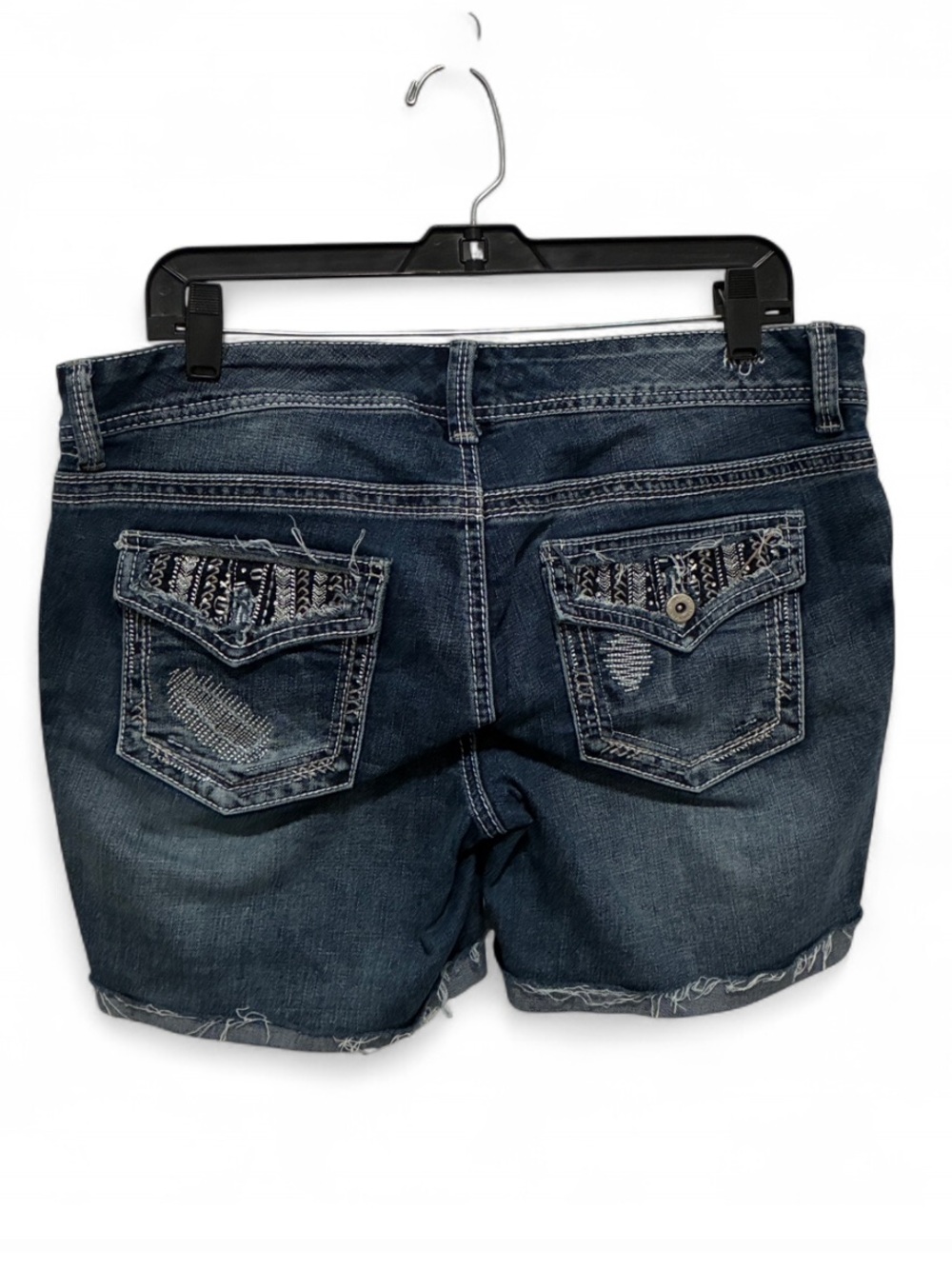 Ariya Embellished Dark Blue Denim Shorts